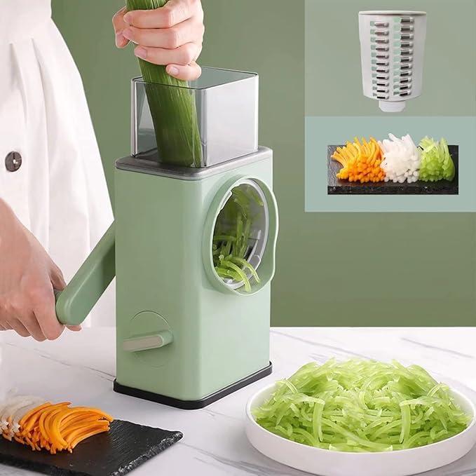 Green Manual Food Chopper with 3 Blades – Hand Pull Vegetable Cutter Kitchen Tool Pakistan