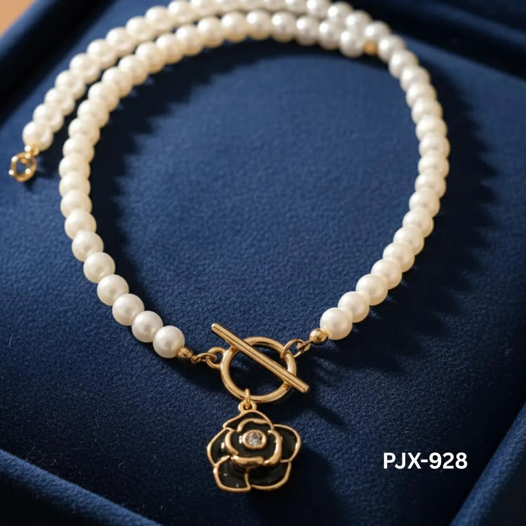 White Pearl Flower Necklace for Women