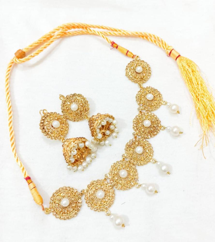 Gold Plated Bridal Choker Set with Earrings – Wedding Jewelry Set for Women Pakistan