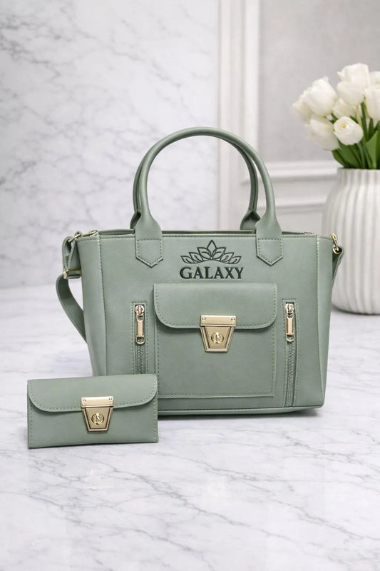 Premium 2-Piece  Leather Shoulder Bag & Matching Wallet Set