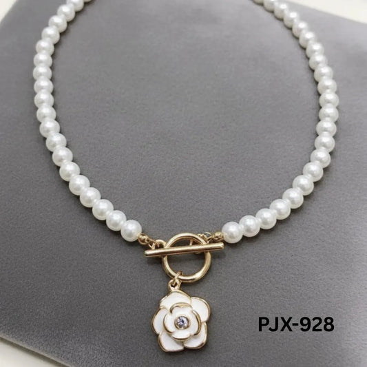 White Pearl Flower Necklace for Women