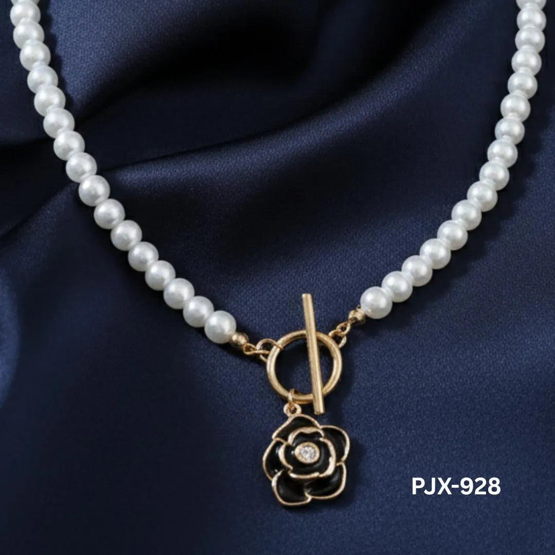White Pearl Flower Necklace for Women