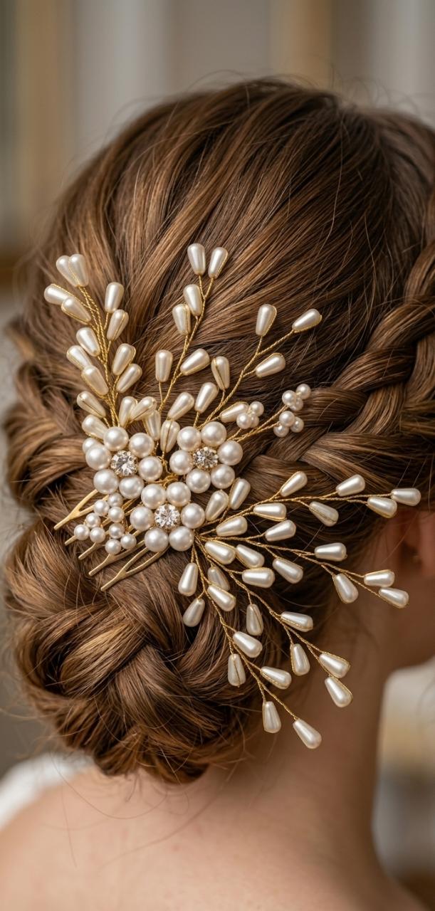 Luxury Pearl Bridal Hair Vine Comb