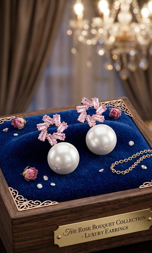 Royal Sapphire Pearl Statement Earrings for Women