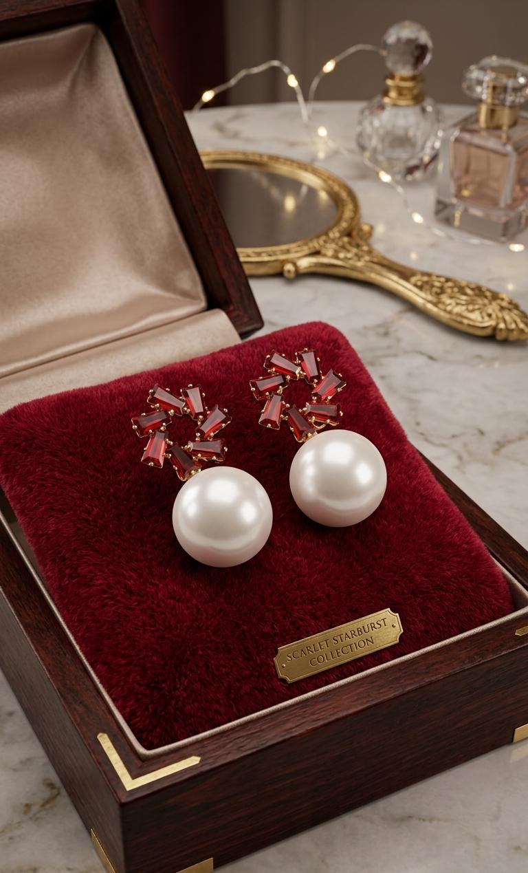 Royal Sapphire Pearl Statement Earrings for Women