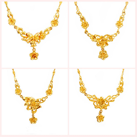 Gold Flower Necklace for Women – Wedding Collarbone Chain Elegant Jewelry Pakistan